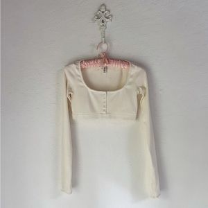 SKIMS Picot Super Cropped Henley in Marble